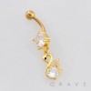 MULTI CZ SWAN CHARM DANGLE BELLY NAVEL RING 316L SURGICAL STEEL